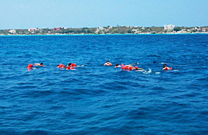 Snorklers off Isla Mujeres, Mexico