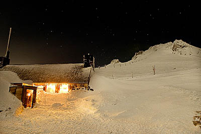 Silcox Hut at night