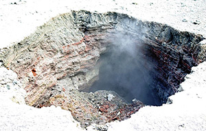 Whakaari crater steaming fumarole