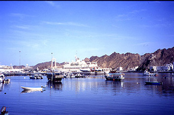 Oman Muscat Mutrah Harbour Dhows in Harbour