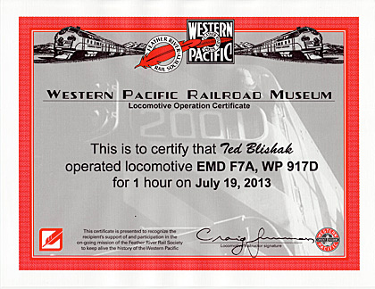 Western Pacific driver certificate
