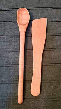 Handmade wooden spoon and spatula