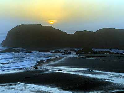 Sunset on the beach at Bandon, Oregon