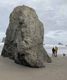 Bandon, walking by an upraised stone fist