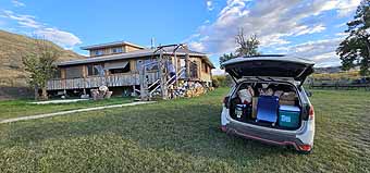 Arriving at the Judith River Cabin