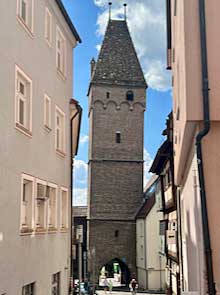 The leaning Metzgerurm Tower of Ulm
