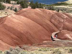 John Day Country Walkers are nearly hidden along the colorful trail.